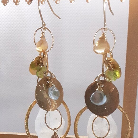 Gold dangle earrings Designed by Nina Nyugen - Picture 9 of 13